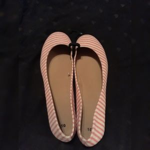 Pink &White stripped flats